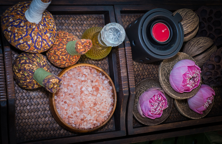 aromatherapy, spa, massage, items for body care.の写真素材