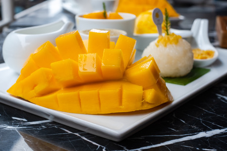 Mango and sticky rice,Thai style tropical dessert.