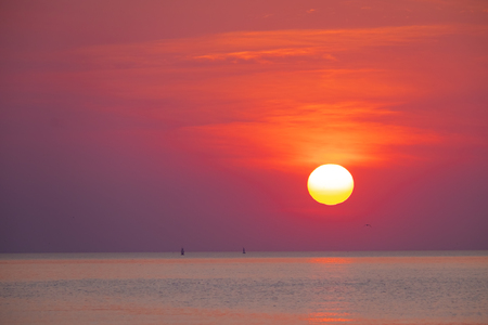 Beautiful sunset on the sea, Thailandの写真素材