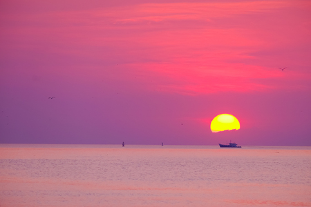 Beautiful sunset on the sea, Thailandの写真素材