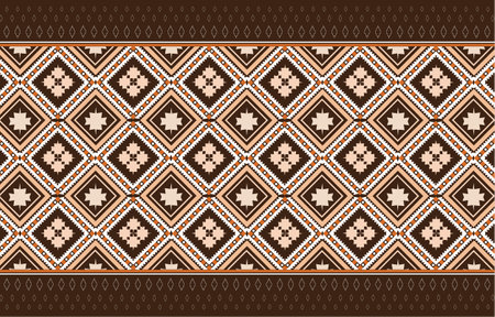 Ethnic abstract ikat art. Seamless pattern in tribal.Wicker like ethnic seamless pattern. Traditional designs for background, wallpaper, paper, packaging, fabric, clothing, gift wrapping, carpet, tile, decoration, vector illustration, embroidery style, textile, brown ethnic patternのイラスト素材