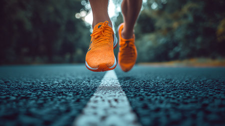 Jogging in the park.  Running exerciseの素材