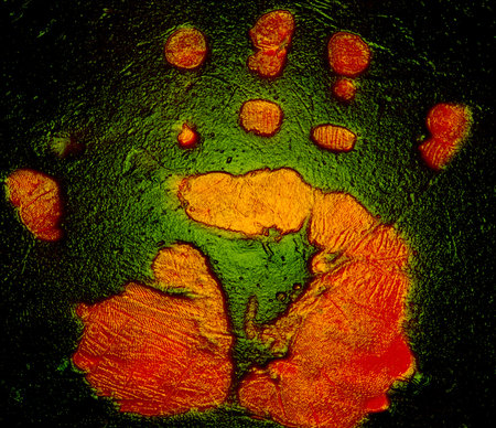 Full Handprint on Hot tarの写真素材