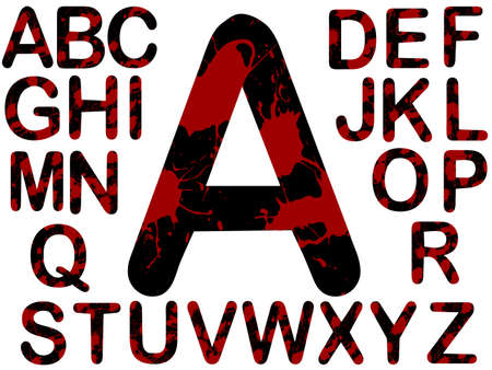 Alphabet - Black with Red Blood Splatsのイラスト素材