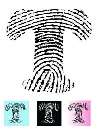 Fingerprint Alphabet Letter T (Highly detailed Letter - transparent so can be overlaid onto other graphics)のイラスト素材