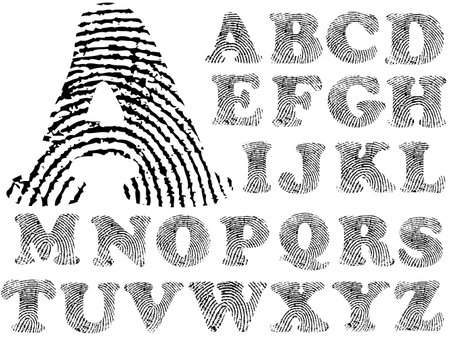 Fingerprint Alphabet (Highly detailed Letter - transparent so can be overlaid onto other graphics)のイラスト素材