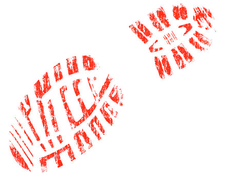 Grungy BootPrint - Highly detailed vector of a mountain boot- transparent vector so it can be overliad onto other graphic elementsのイラスト素材