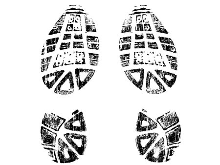Isolated Mountin BootPrints - Highly detailed vector of Left and Right  bootprints - transparent vectors so they can be overliad onto other graphic elementsのイラスト素材