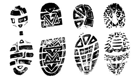 4 Isolated BootPrints - Highly detailed vector of walking shoesのイラスト素材