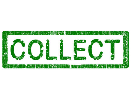 Grunge Office Stamp with the words COLLECT in a grunge splattered text. (Letters have been uniquely designed and created by hand)のイラスト素材