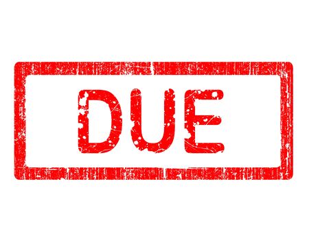 Grunge Office Stamp with the words DUE in a grunge splattered text. (Letters have been uniquely designed and created by hand)のイラスト素材