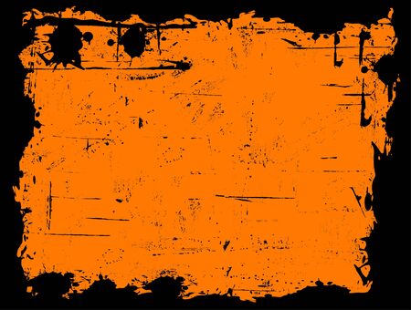 Black Grunged Border with an orange backgroundのイラスト素材