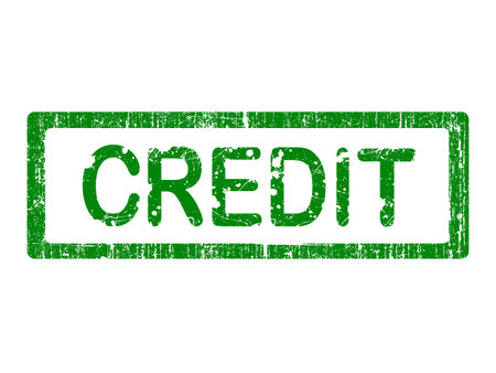 Grunge Office Stamp with the words CREDIT in a grunge splattered text. (Letters have been uniquely designed and created by hand)のイラスト素材