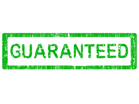 Grunge Office Stamp with the words GUARANTEED in a grunge splattered text. (Letters have been uniquely designed and created by hand)のイラスト素材