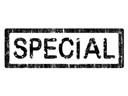 Grunge Office Stamp with the words SPECIAL in a grunge splattered text. (Letters have been uniquely designed and created by hand)のイラスト素材