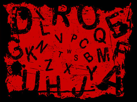 Letter Grunge Background with letters falling into the centerのイラスト素材