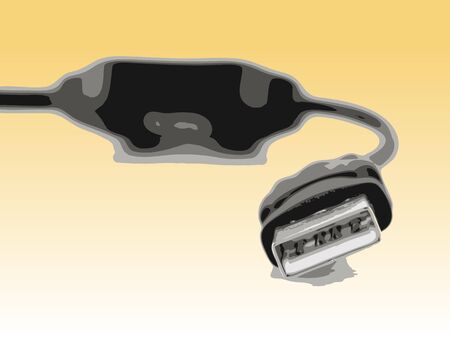 Close up of  USB Computer Cable on an orange fading background (Vector Illustration)
