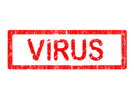 Grunge Office Stamp with the word VIRUS in a grunge splattered text. Letters have been uniquely designed and created by handのイラスト素材