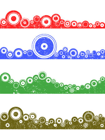 4 Landscape elements  Grunge Circles grouped so that  colors can be easily changed.のイラスト素材