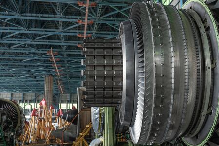Bangkok Thailand,25 Apr 2020.Gas turbine or a jet engine is a power plant of aircraft to fly in the...