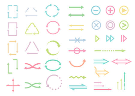 A set of arrows and icons that can be used for recycling and businessのイラスト素材