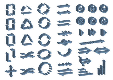 Isometric material: A set of arrows and icons that can be used for recycling and businessのイラスト素材