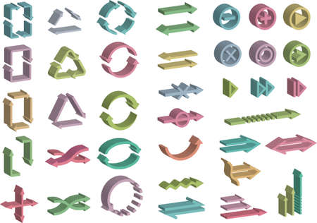 Isometric material: A set of arrows and icons that can be used for recycling and businessのイラスト素材