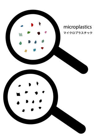 Illustration set (monochrome / color) with an easy-to-understand image of microplasticsのイラスト素材