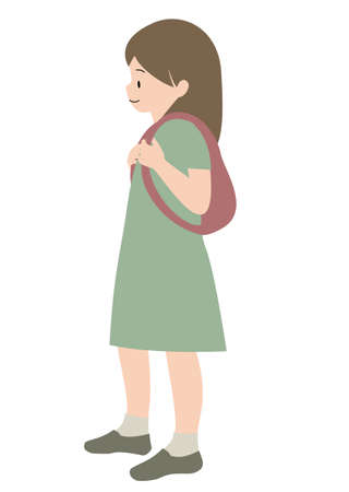 Illustration material: Girl walking with a backpackのイラスト素材