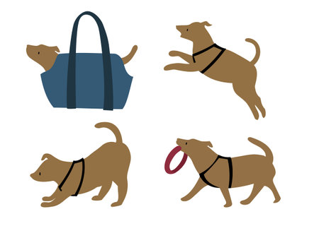 Illustration material: Illustration set of dog in various posesのイラスト素材