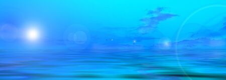 Panorama photo of meadow in the morning.の写真素材