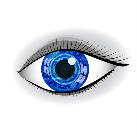 Human blue technology eye with reflection.のイラスト素材