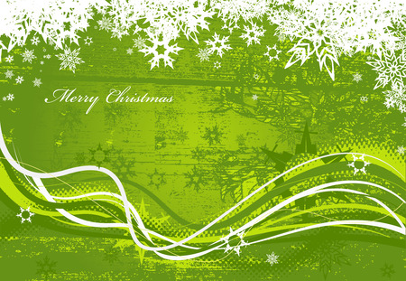 Christmas green background with snow flakes.のイラスト素材