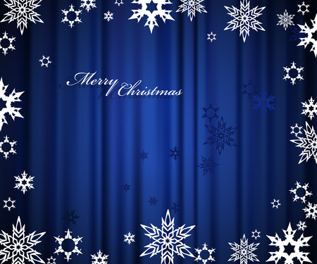 Christmas blue background with snow flakes.のイラスト素材