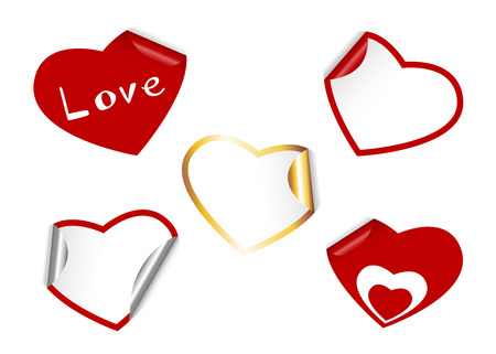 Heart shape set of stickers.のイラスト素材