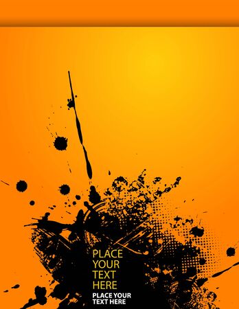 Splash illustration on orange paper.のイラスト素材