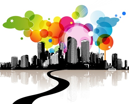 Abstract illustration with city. のイラスト素材