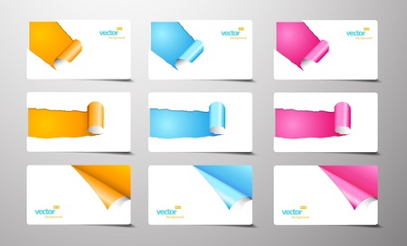 Set of gift cards with rolled corners.のイラスト素材
