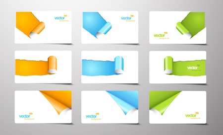 Set of gift cards with rolled corners.のイラスト素材