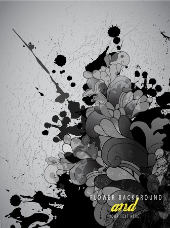 Abstract splash background with flower pattern and place for your text.のイラスト素材