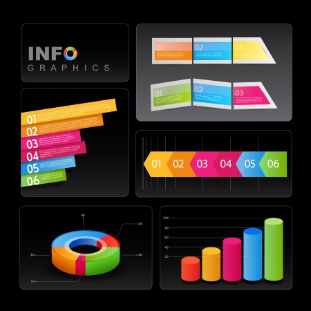 Info-graphic elements on black background.のイラスト素材