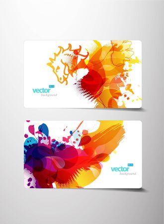 Set of abstract colorful splash gift cards.のイラスト素材