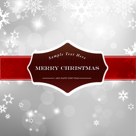Happy Christmas on silver background with snow flakes.のイラスト素材