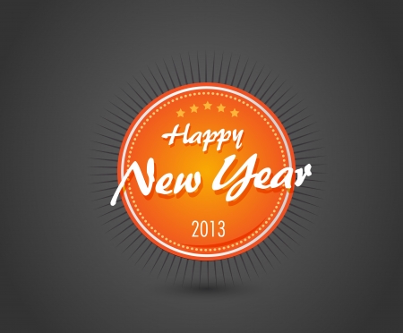 Orange New year label on grey background.のイラスト素材