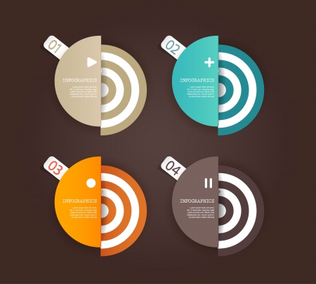 Four colored paper circles with place for your own text.のイラスト素材