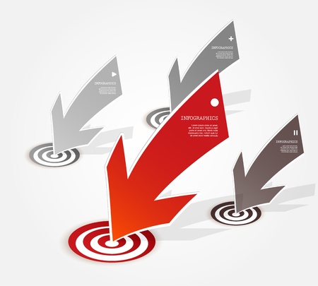 Four colored red and grey paper arrows with place for your own text. のイラスト素材