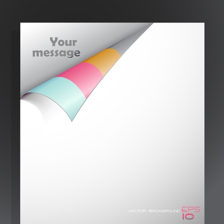 Folded paper with colored stripes and place for your text. のイラスト素材