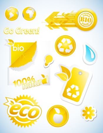Set of yellow ecology icons.のイラスト素材