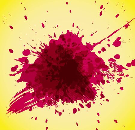 Abstract red splash on yellow.のイラスト素材