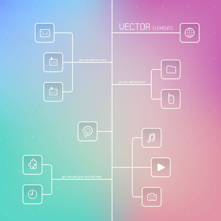 Simple flat design template with icons and symbols bubbles.のイラスト素材